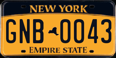 NY license plate GNB0043