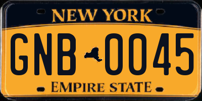 NY license plate GNB0045