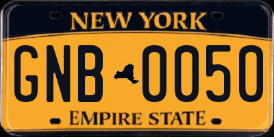 NY license plate GNB0050