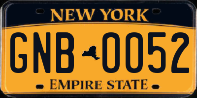 NY license plate GNB0052