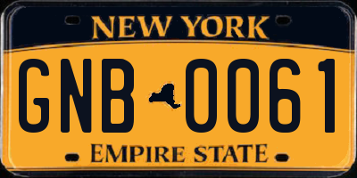 NY license plate GNB0061