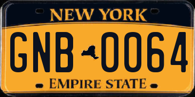 NY license plate GNB0064