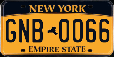 NY license plate GNB0066