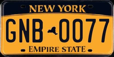 NY license plate GNB0077