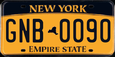 NY license plate GNB0090