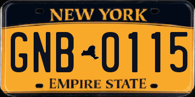 NY license plate GNB0115