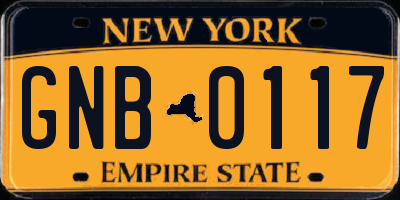 NY license plate GNB0117