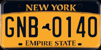 NY license plate GNB0140