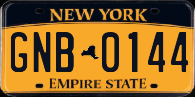 NY license plate GNB0144