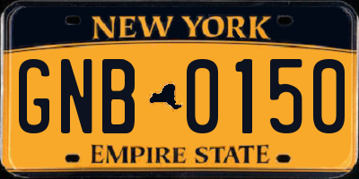 NY license plate GNB0150