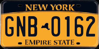 NY license plate GNB0162