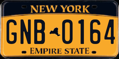 NY license plate GNB0164