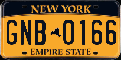 NY license plate GNB0166