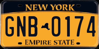 NY license plate GNB0174