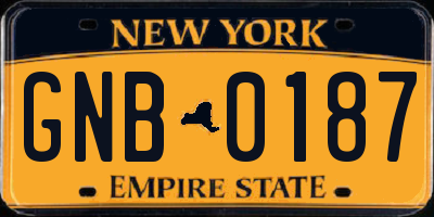 NY license plate GNB0187
