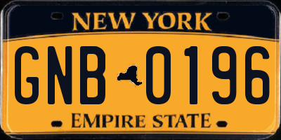 NY license plate GNB0196