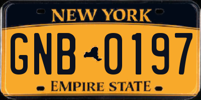 NY license plate GNB0197