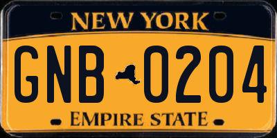 NY license plate GNB0204