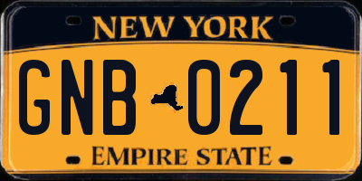 NY license plate GNB0211