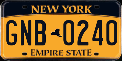 NY license plate GNB0240