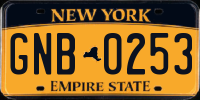 NY license plate GNB0253