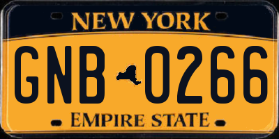 NY license plate GNB0266