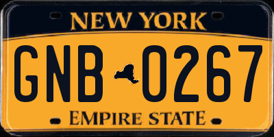 NY license plate GNB0267