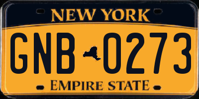 NY license plate GNB0273