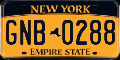 NY license plate GNB0288