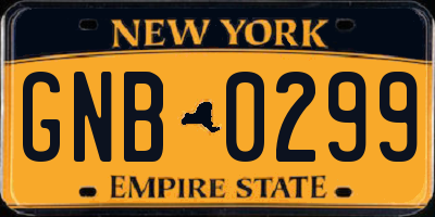 NY license plate GNB0299
