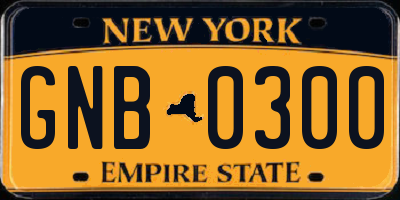 NY license plate GNB0300