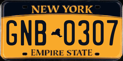 NY license plate GNB0307