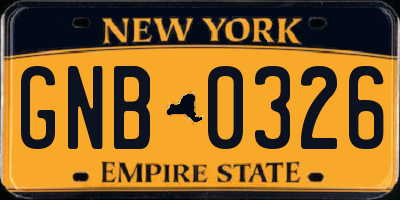 NY license plate GNB0326