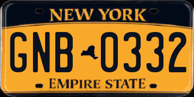 NY license plate GNB0332