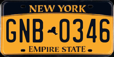 NY license plate GNB0346
