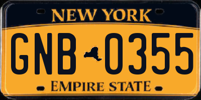 NY license plate GNB0355