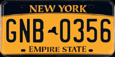 NY license plate GNB0356