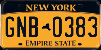 NY license plate GNB0383