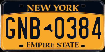 NY license plate GNB0384