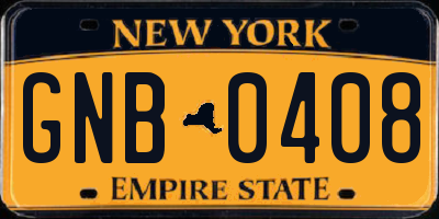 NY license plate GNB0408