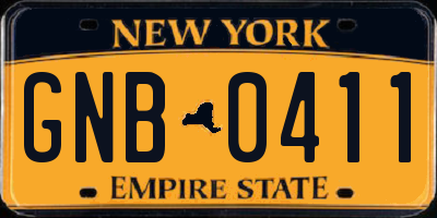 NY license plate GNB0411