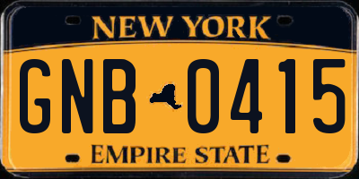 NY license plate GNB0415