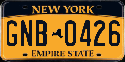 NY license plate GNB0426