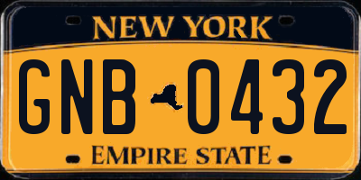 NY license plate GNB0432
