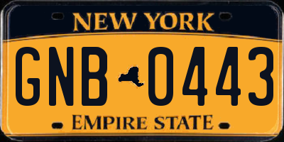 NY license plate GNB0443