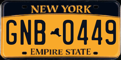 NY license plate GNB0449