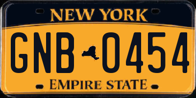 NY license plate GNB0454