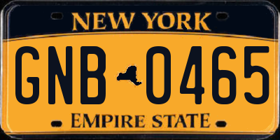 NY license plate GNB0465