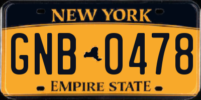 NY license plate GNB0478