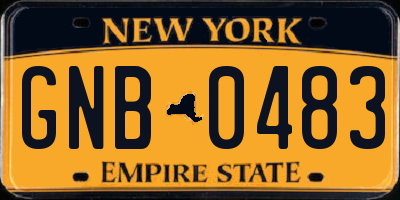 NY license plate GNB0483